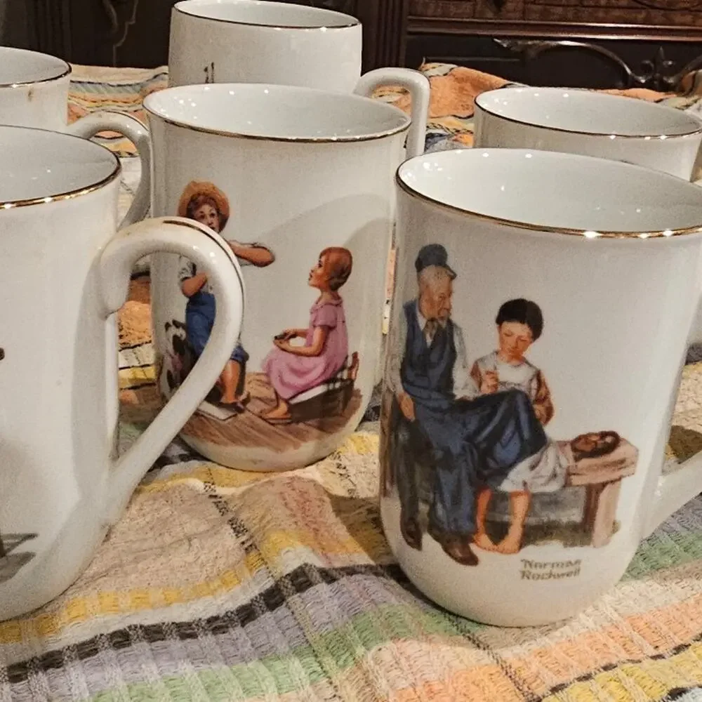 Collection of Norman Rockwell mugs